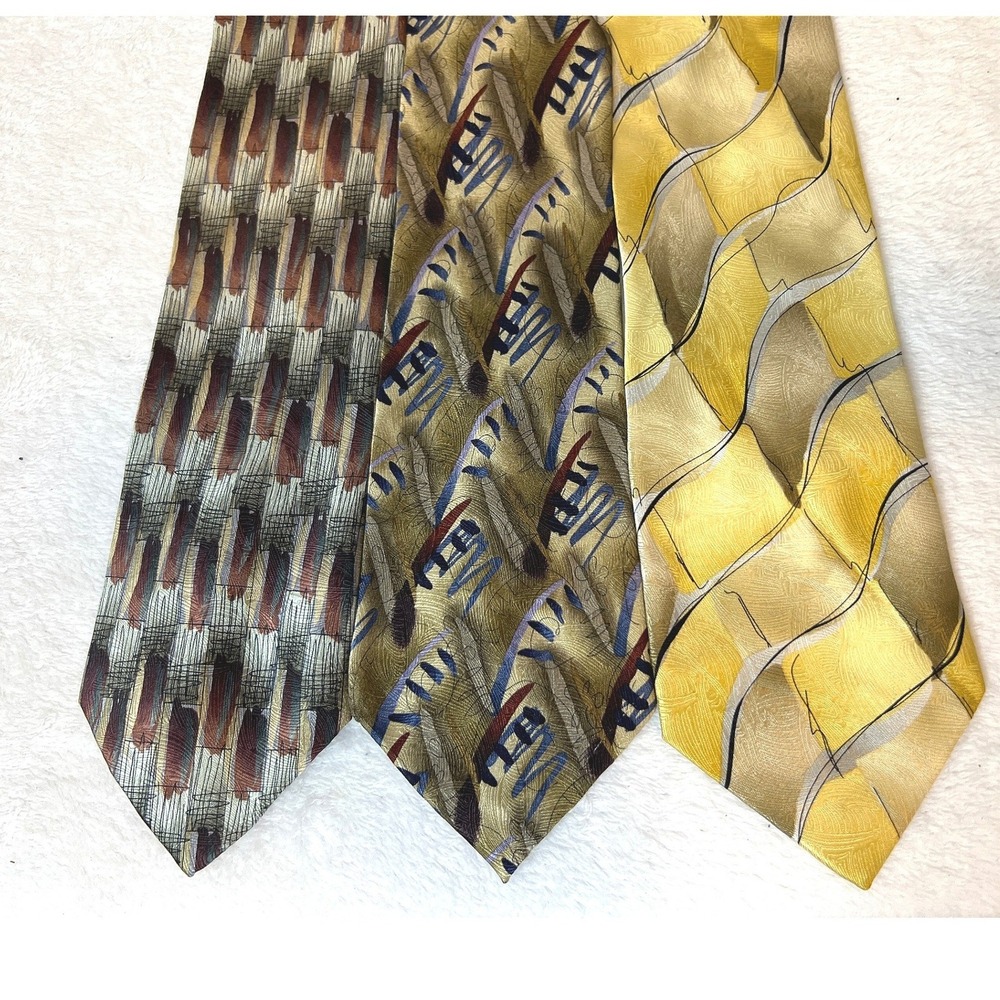 Jerry Garcia Silk Tie Lot 3  Paris in the Rain Snail Garden Virtual Reality Gold